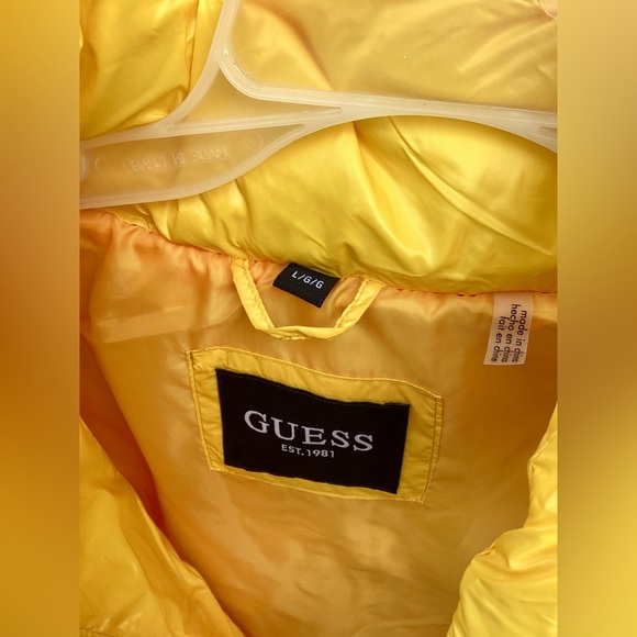 NTW WOMENS GUESS HOODED PUFFER JACKET Size: Large Color: Yellow - Picture 11 of 15